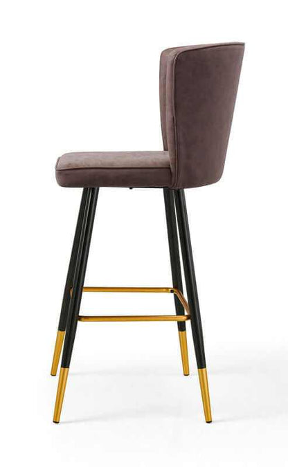 Mid-Century Modern Leather Bar Chairs - Brown