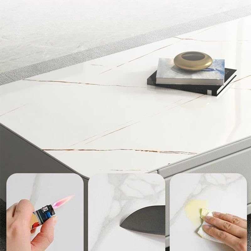 Chalk Sintered Stone White TV Stand With Storage Drawers - 160cm