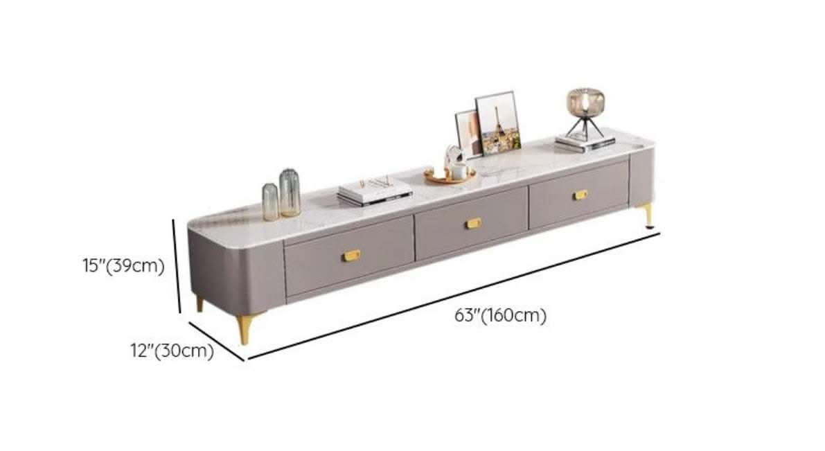 Chalk Sintered Stone White TV Stand With Storage Drawers - 160cm