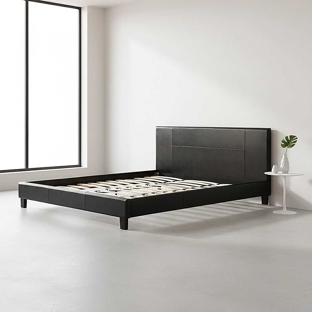 King PU Leather Bed Frame Black