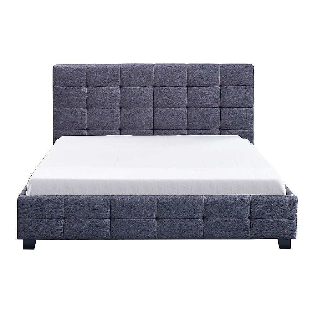 Linen Fabric Queen Deluxe Bed Frame Grey