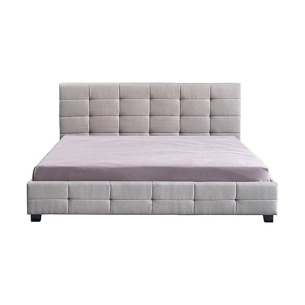 Linen Fabric King Deluxe Bed Frame Beige