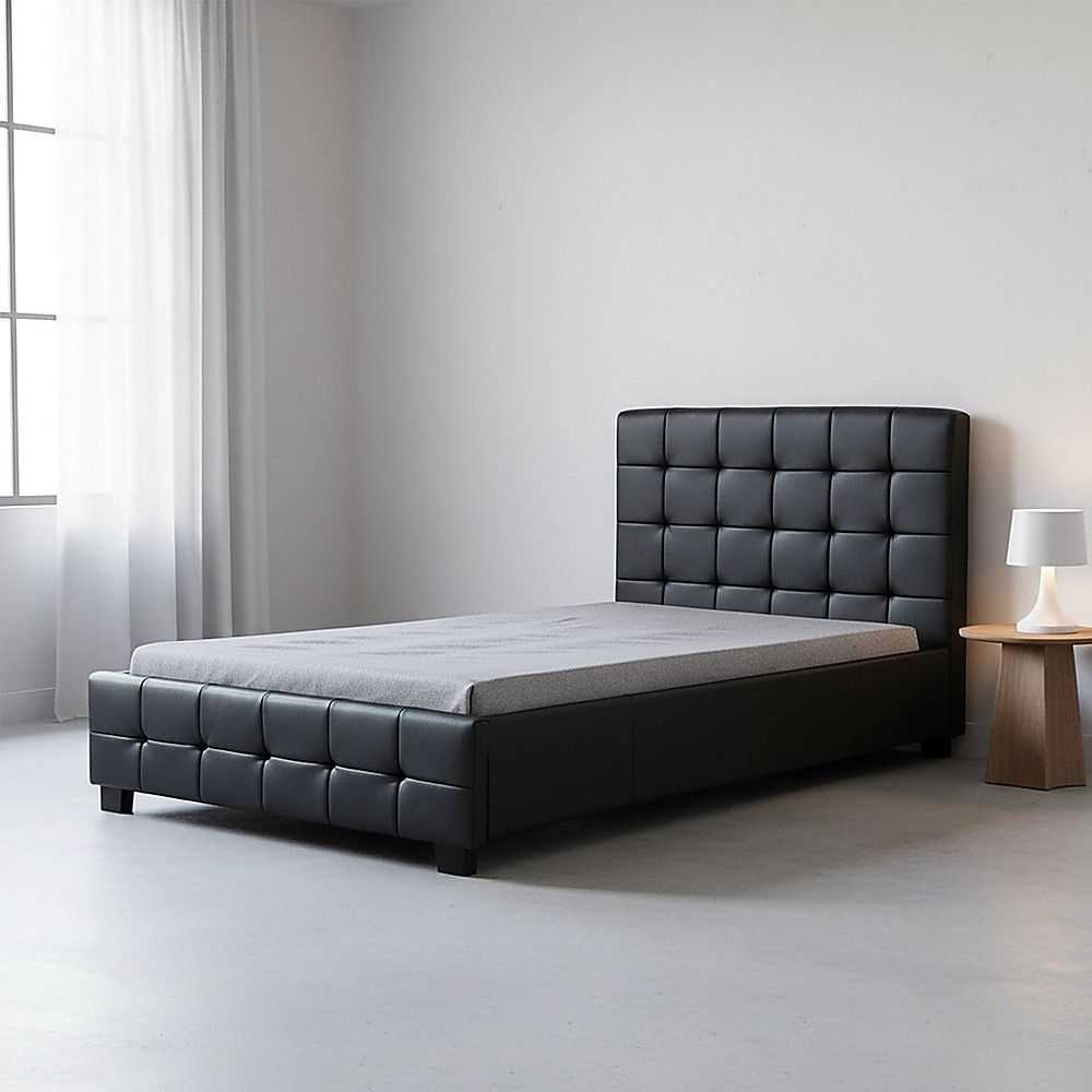 King Single PU Leather Deluxe Bed Frame Black
