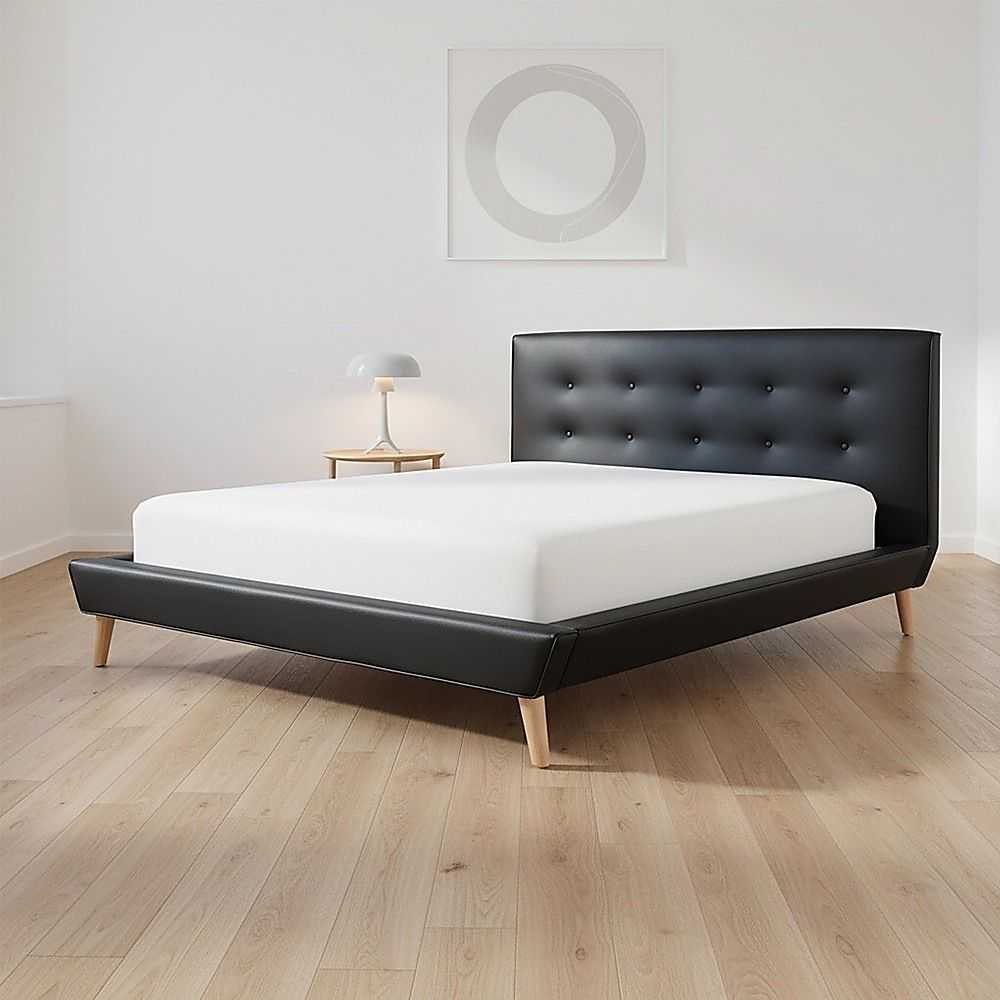 Queen PU Leather Deluxe Bed Frame Black