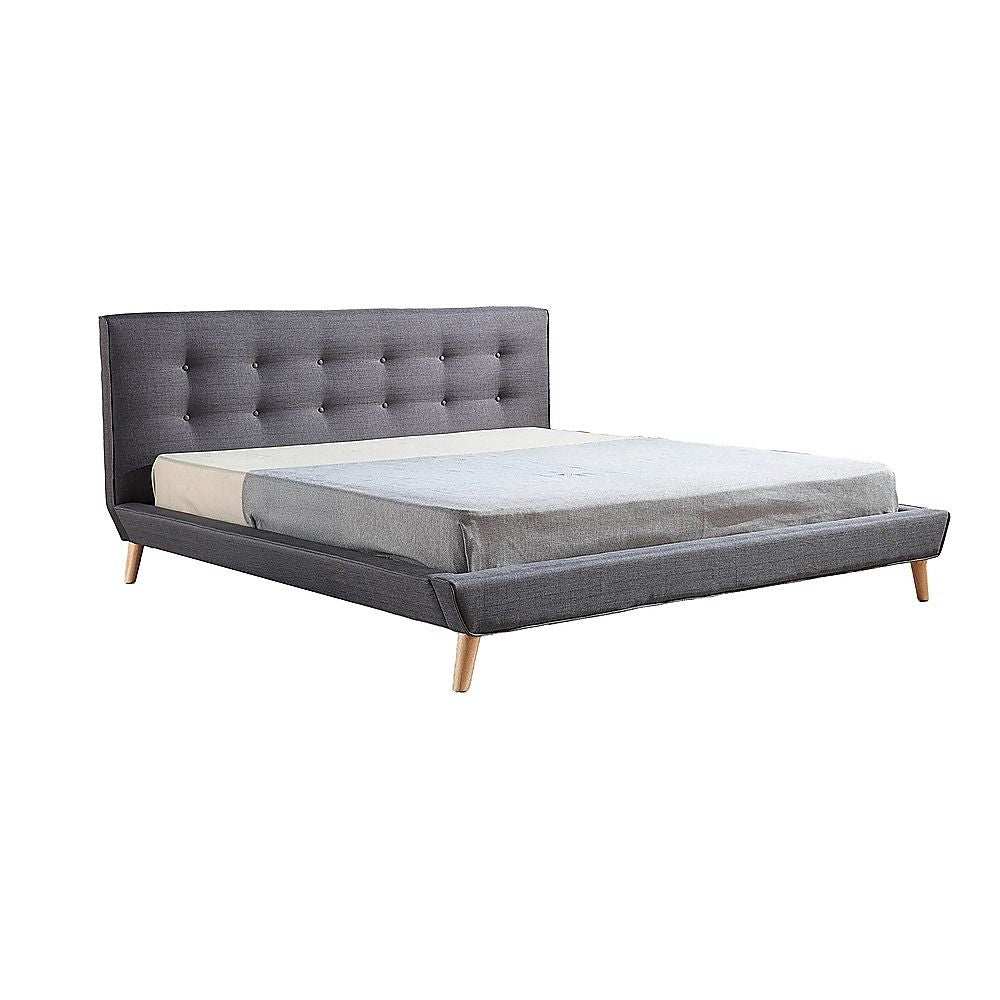 King Linen Fabric Deluxe Bed Frame Grey
