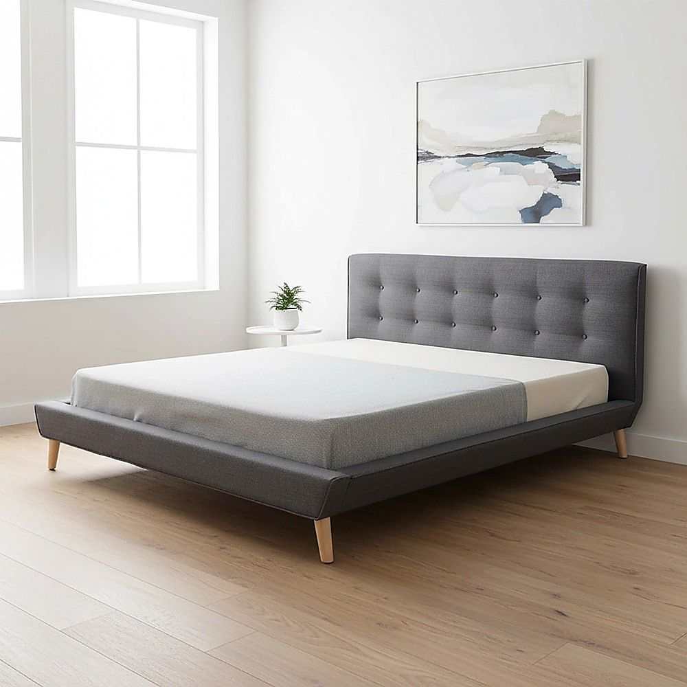 King Linen Fabric Deluxe Bed Frame Grey