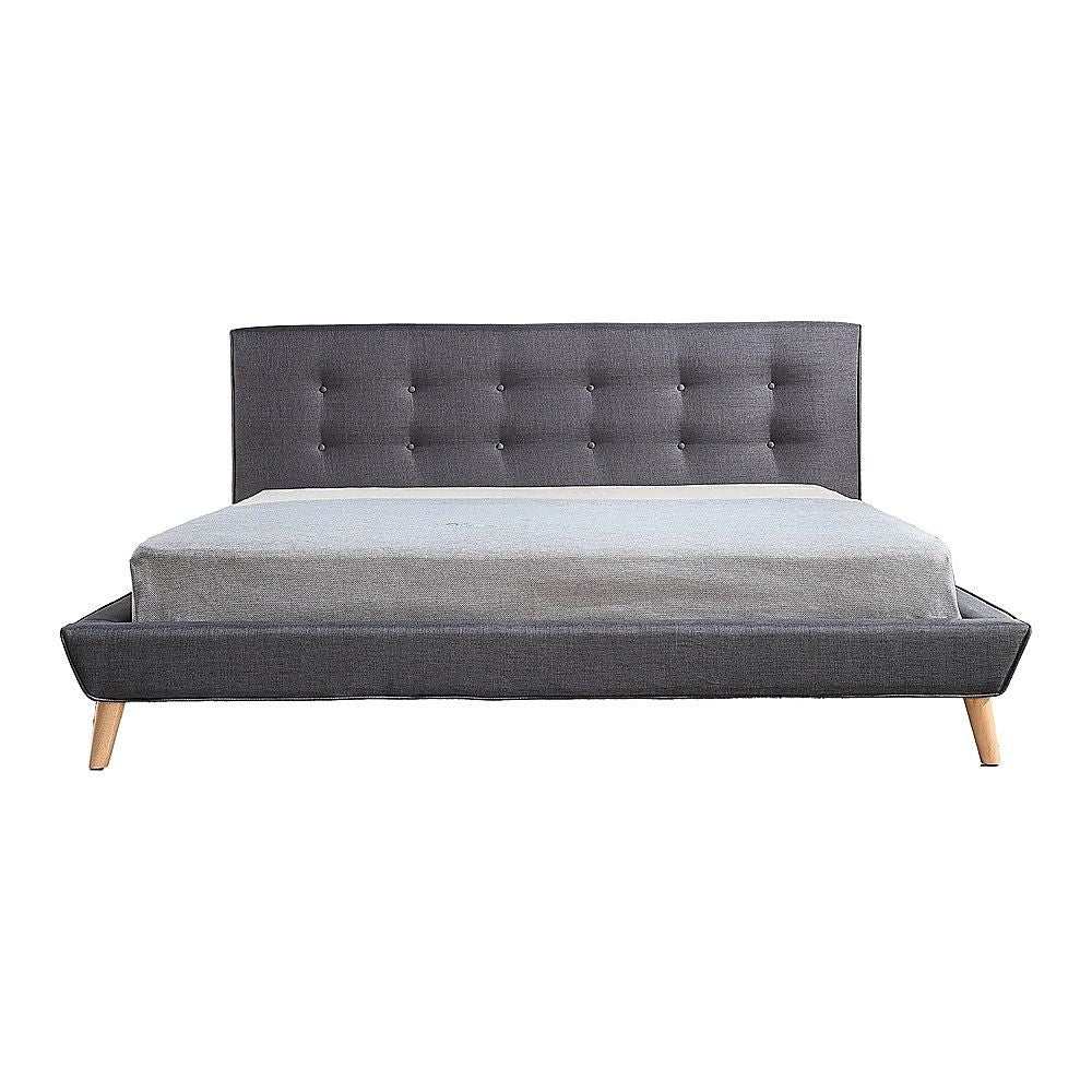 King Linen Fabric Deluxe Bed Frame Grey