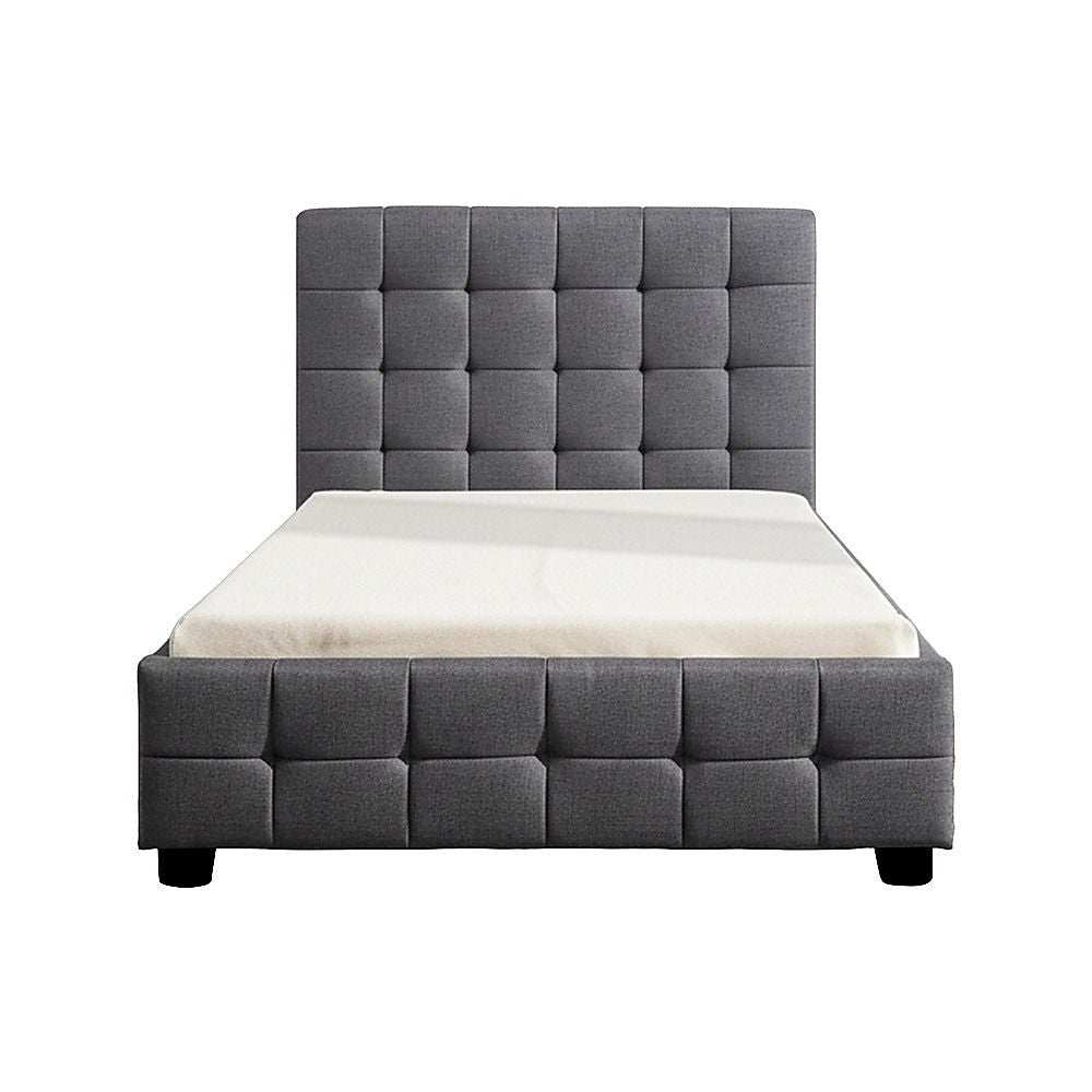 King Single Linen Fabric Deluxe Bed Frame Grey