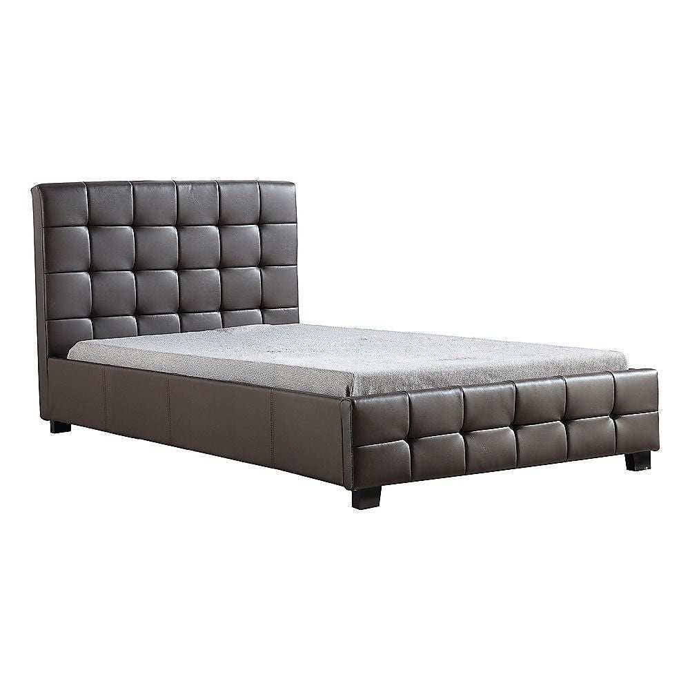 King Single PU Leather Deluxe Bed Frame Brown