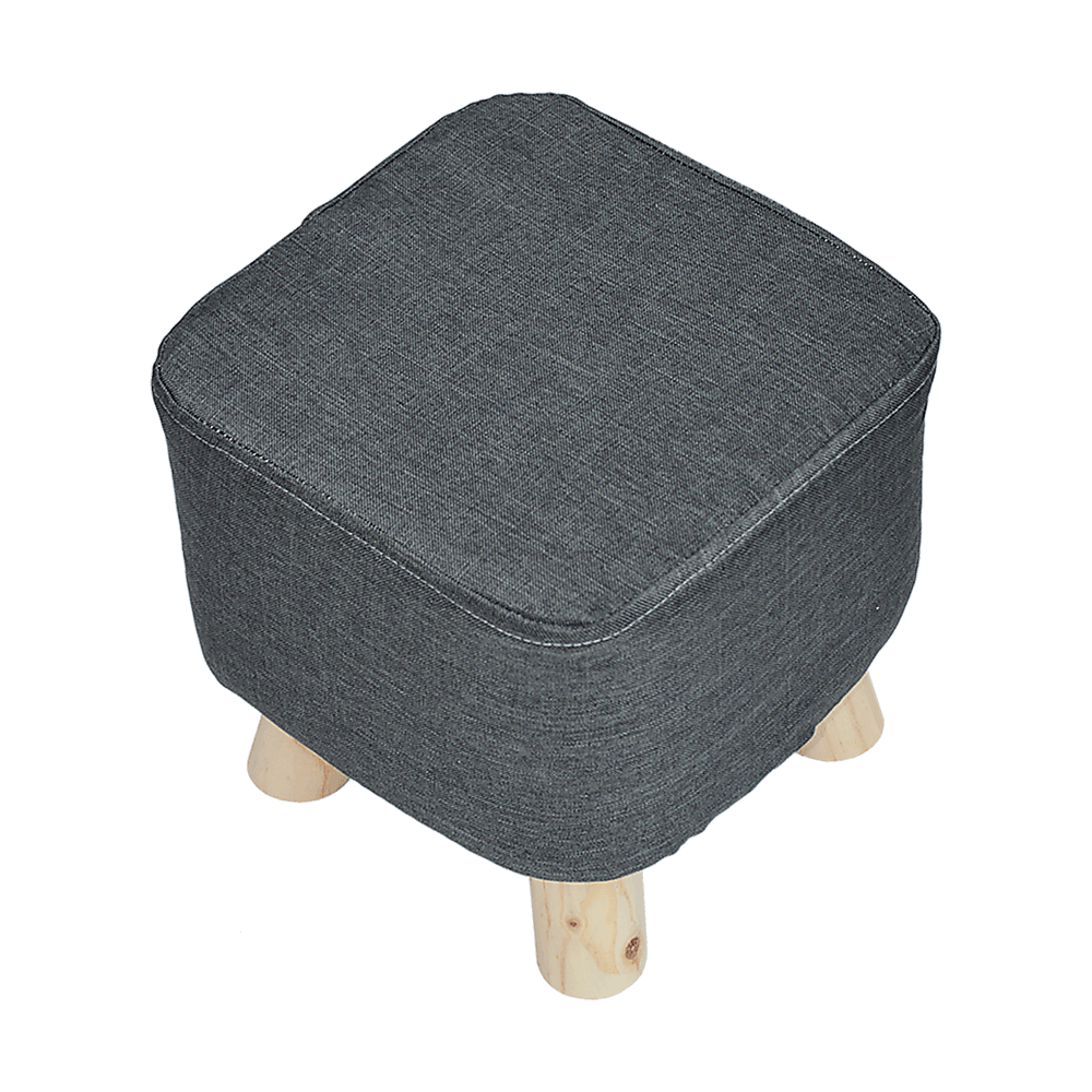 Fabric Ottoman Foot Stool Wood Storage Padded Seat