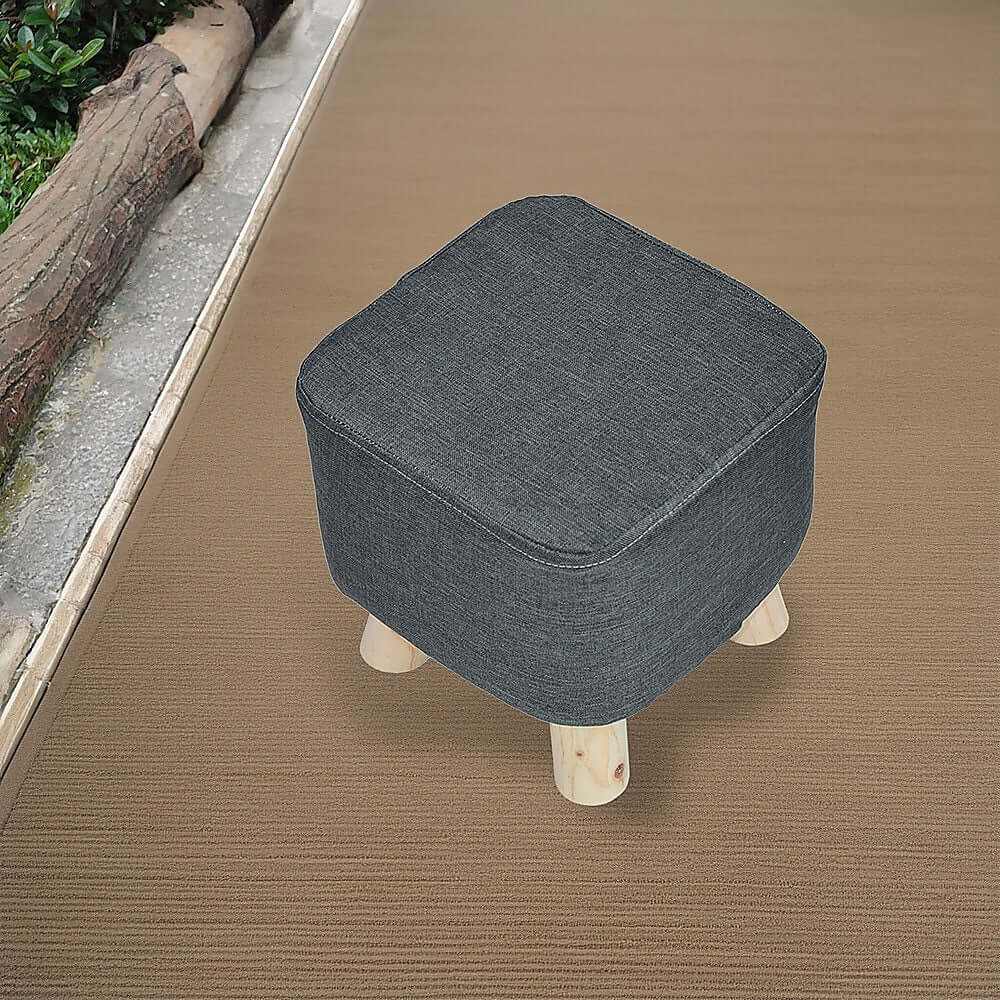 Fabric Ottoman Foot Stool Wood Storage Padded Seat
