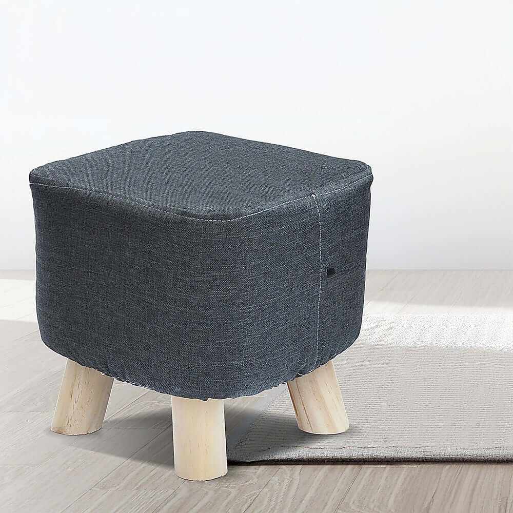 Fabric Ottoman Foot Stool Wood Storage Padded Seat