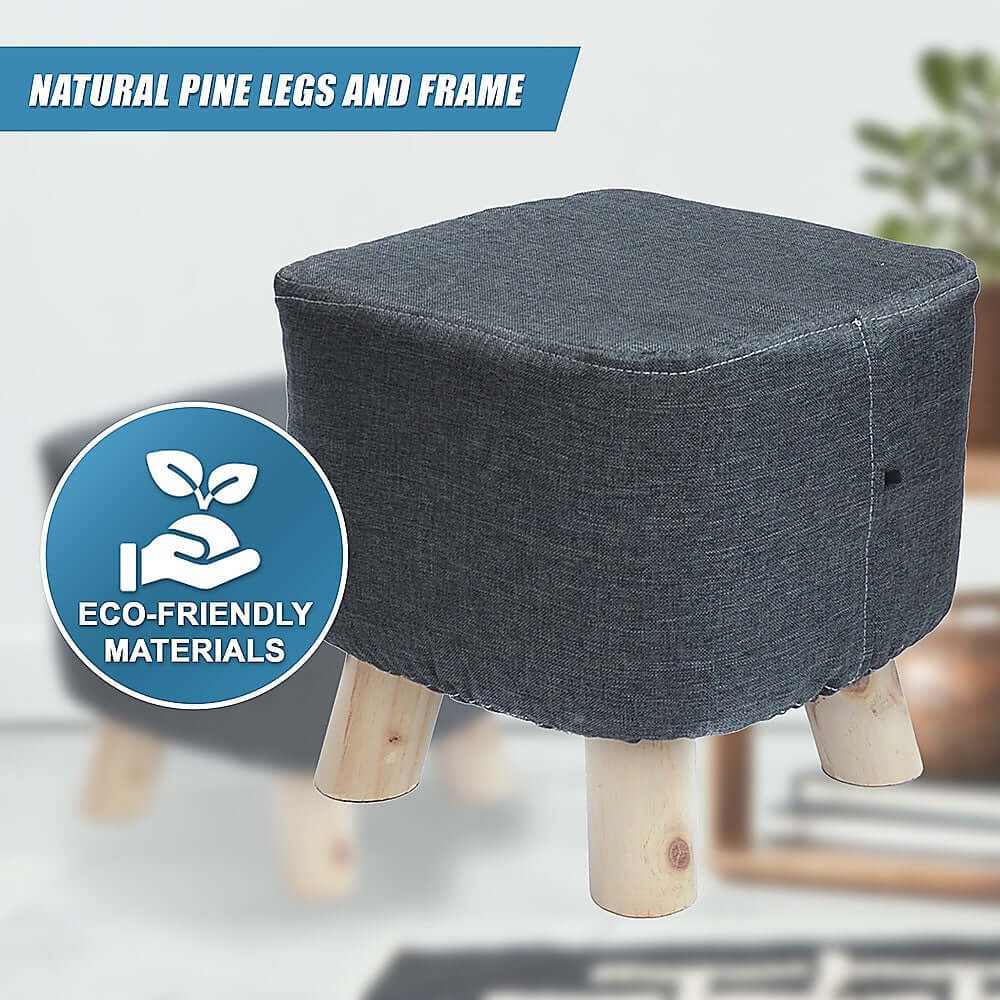 Fabric Ottoman Foot Stool Wood Storage Padded Seat