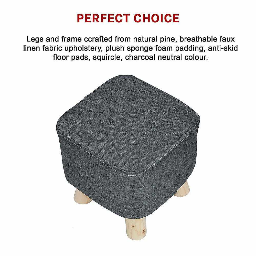 Fabric Ottoman Foot Stool Wood Storage Padded Seat