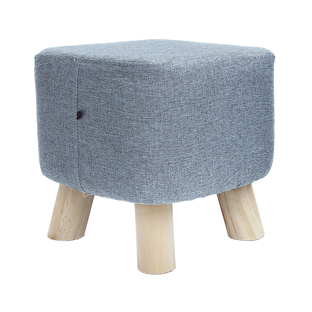 Fabric Ottoman Foot Stool Padded Seat Wood Storage