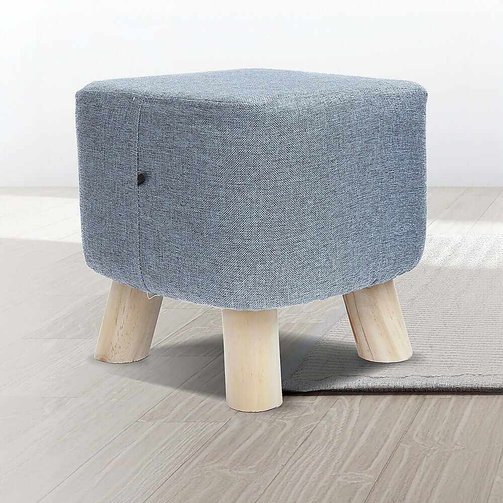 Fabric Ottoman Foot Stool Padded Seat Wood Storage