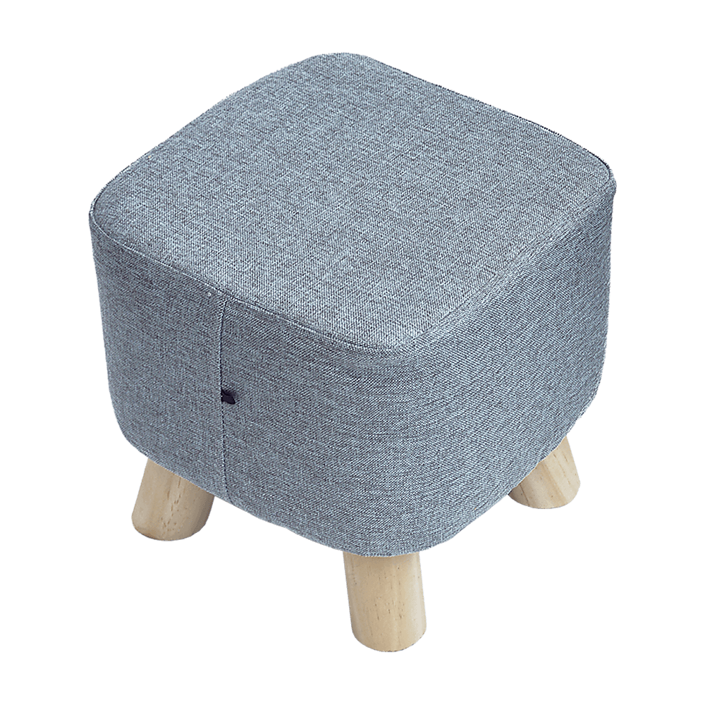 Fabric Ottoman Foot Stool Padded Seat Wood Storage