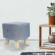 Fabric Ottoman Foot Stool Padded Seat Wood Storage