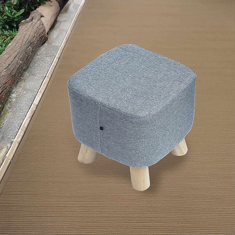 Fabric Ottoman Foot Stool Padded Seat Wood Storage