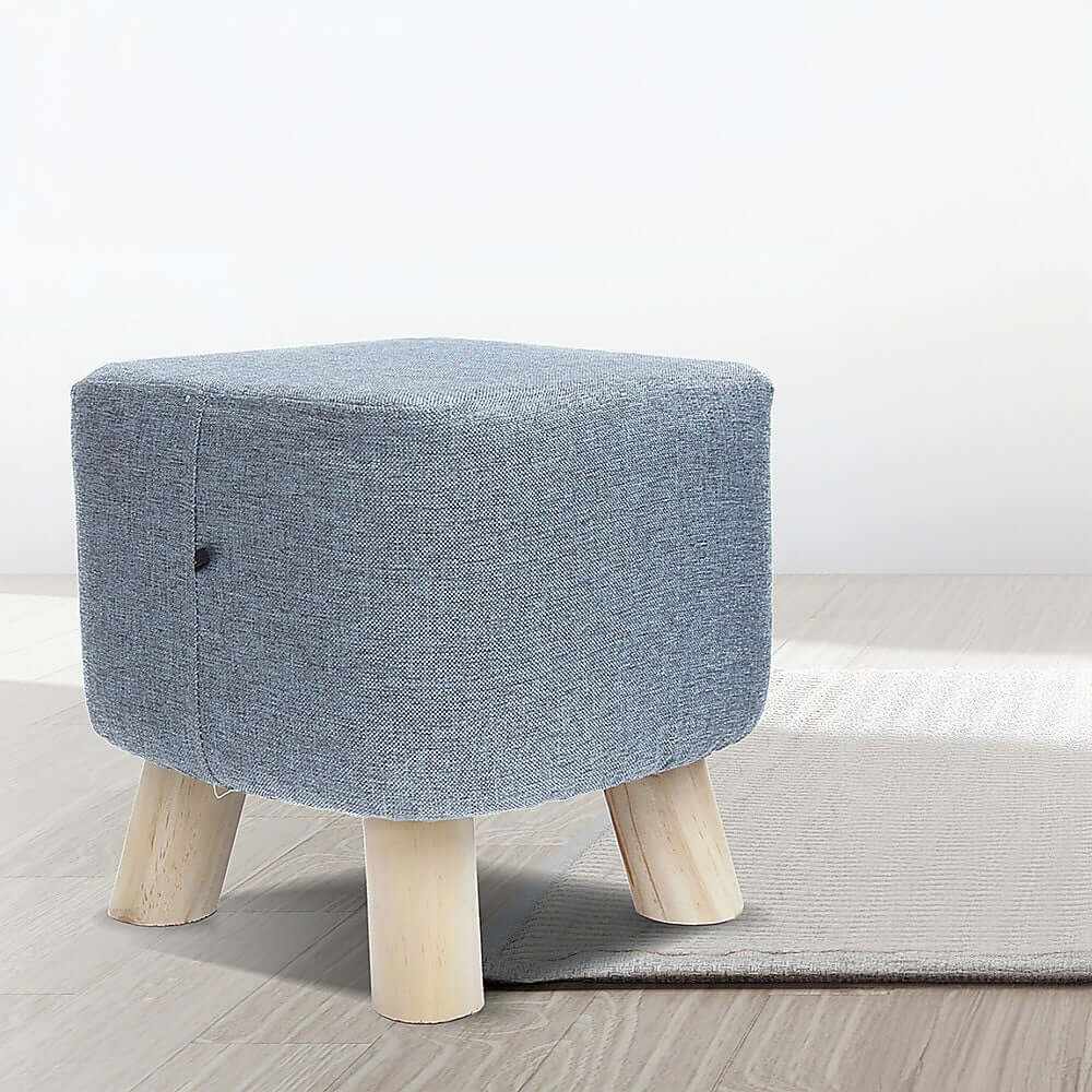 Fabric Ottoman Foot Stool Padded Seat Wood Storage