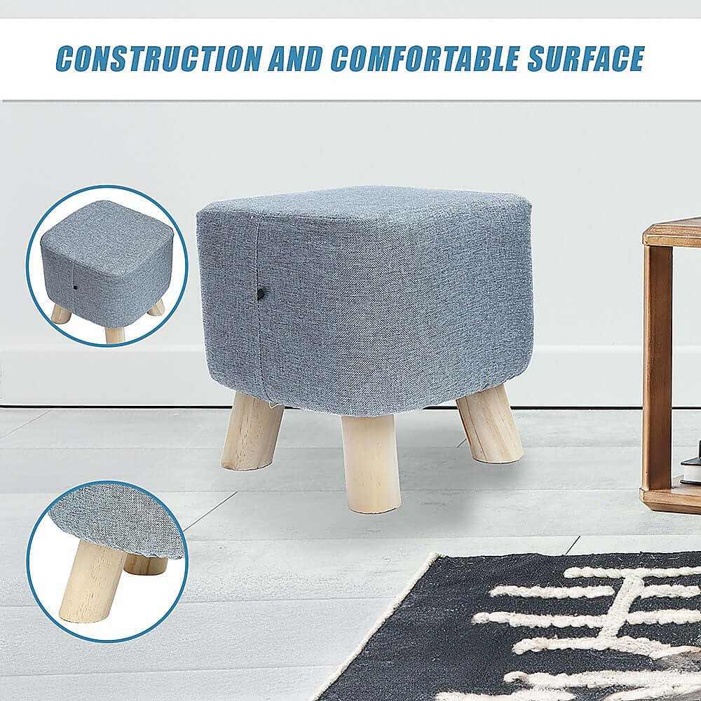 Fabric Ottoman Foot Stool Padded Seat Wood Storage