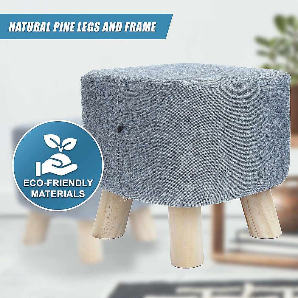 Fabric Ottoman Foot Stool Padded Seat Wood Storage