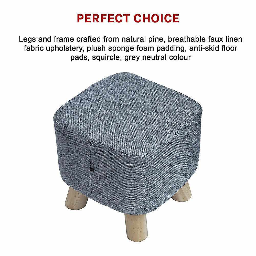Fabric Ottoman Foot Stool Padded Seat Wood Storage