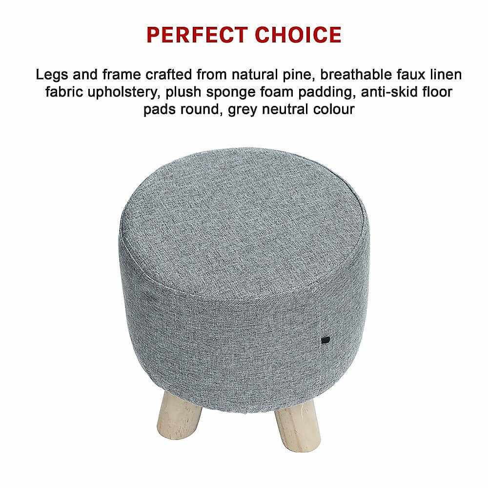 Fabric Ottoman Foot Stool - Grey