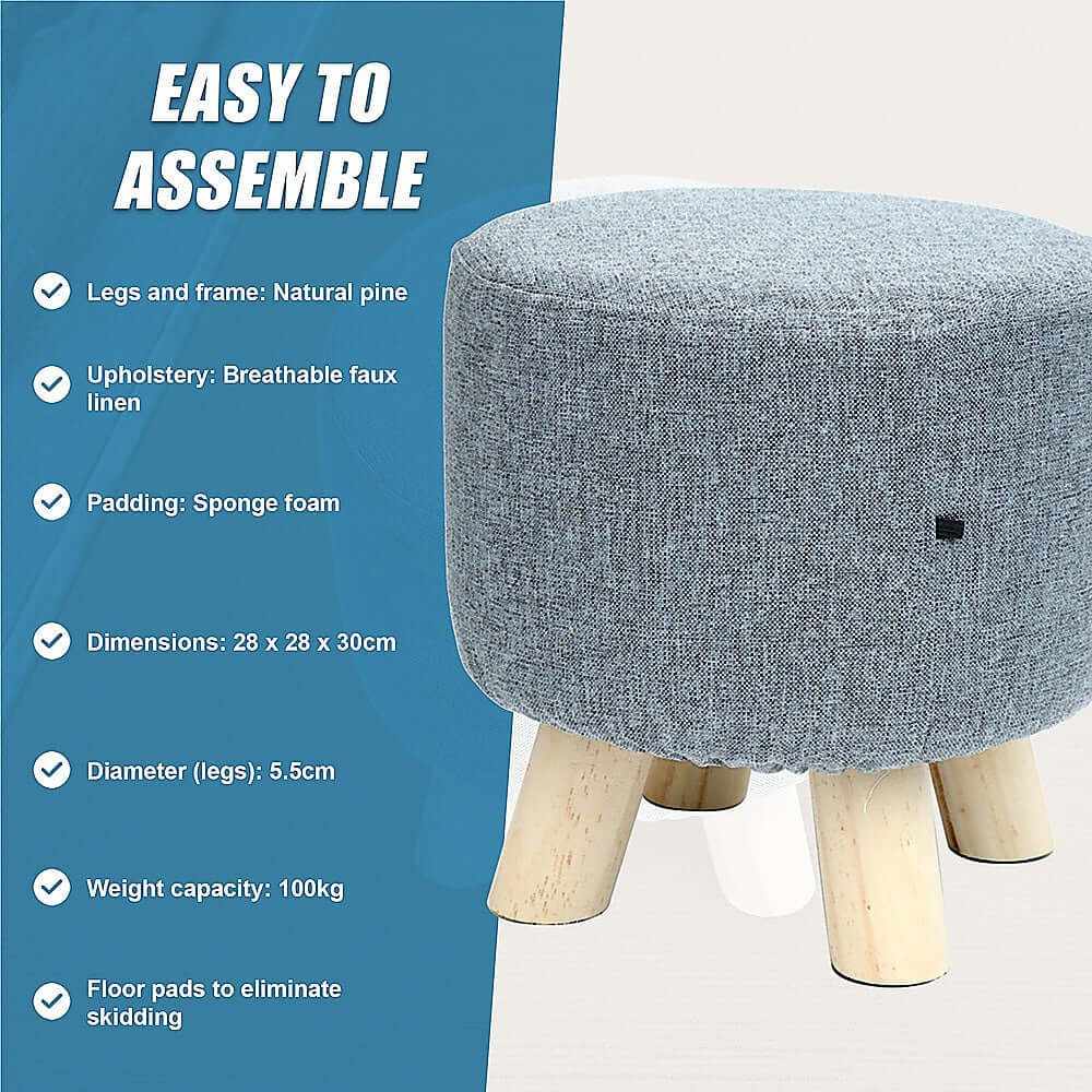 Fabric Ottoman Foot Stool - Grey