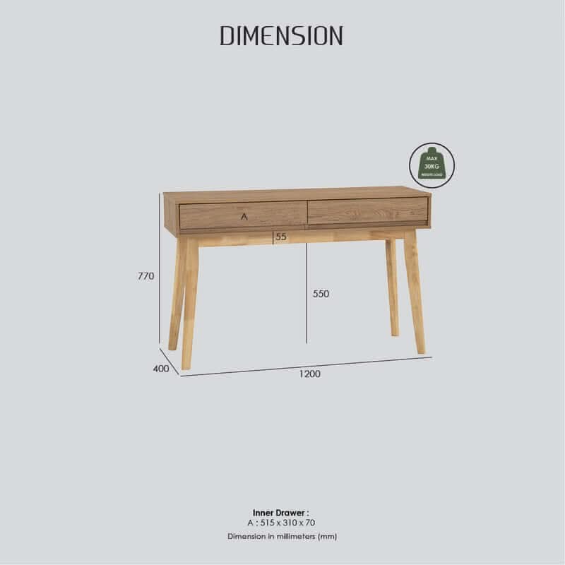 Hirado Walnut Console Hallway Table