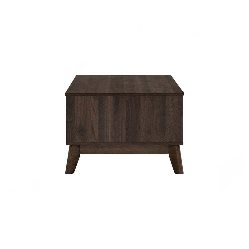 Hirado Coffee Table with Cocoa Finish, Natural Oak Legs, and Laminated Oak Top