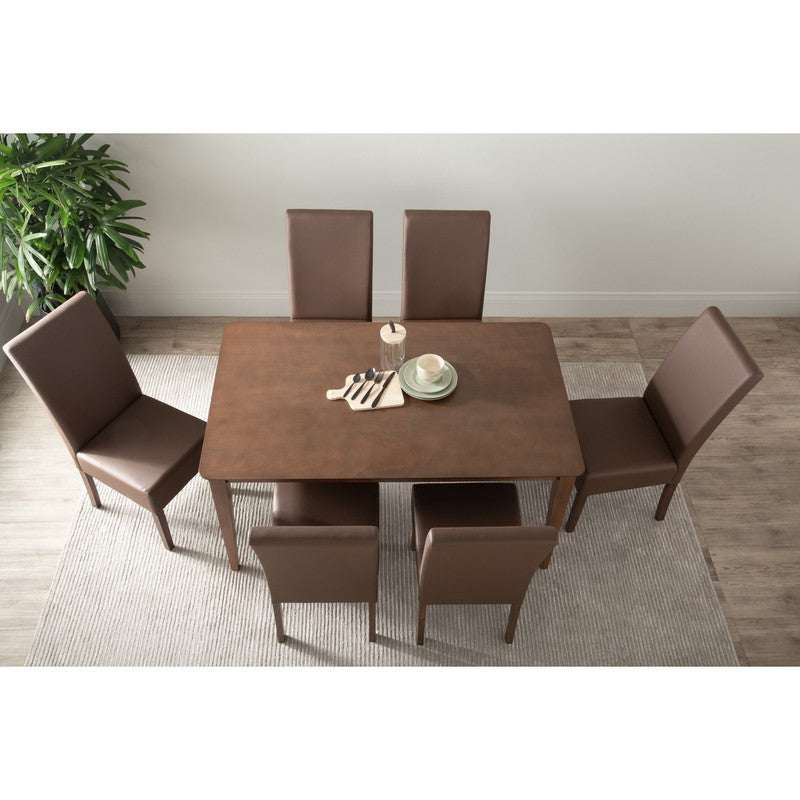 ALLEGRO Dining Table + 6x MESI Dining Chair - 7 Piece Dining Set - Cocoa