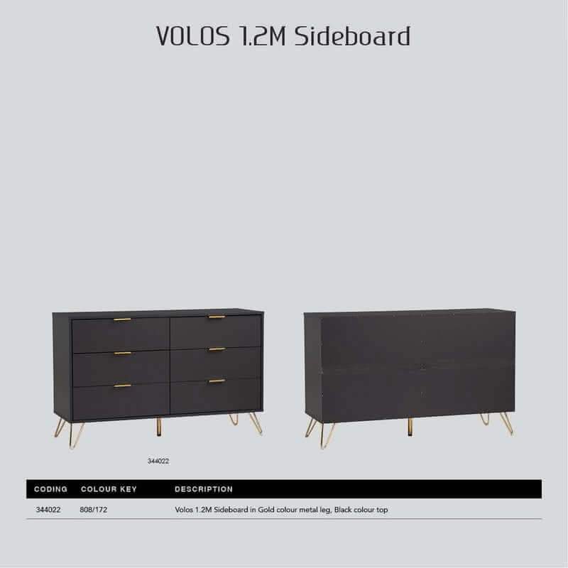 Volos Black Buffet Cabinet Sideboard