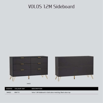 Volos Sideboard Buffet Cabinet - Black