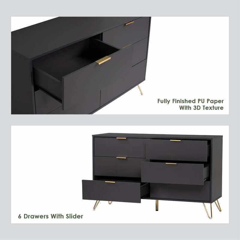 Volos Black Buffet Cabinet Sideboard