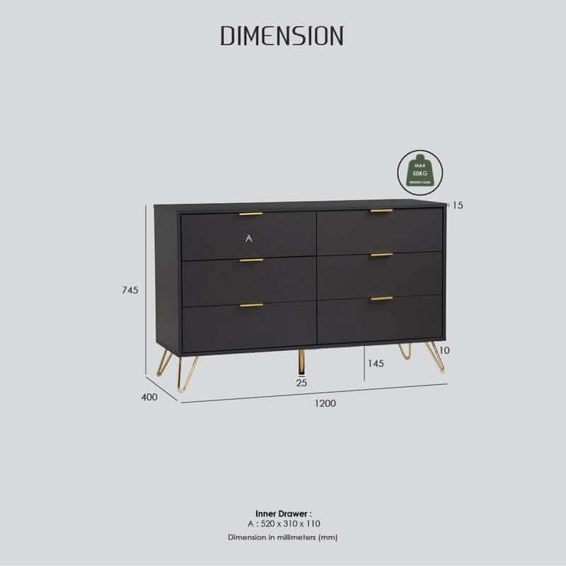 Volos Black Buffet Cabinet Sideboard