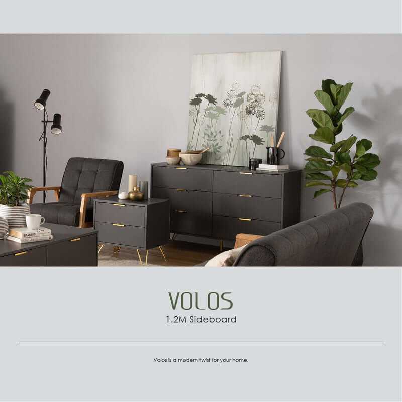 Volos Black Buffet Cabinet Sideboard
