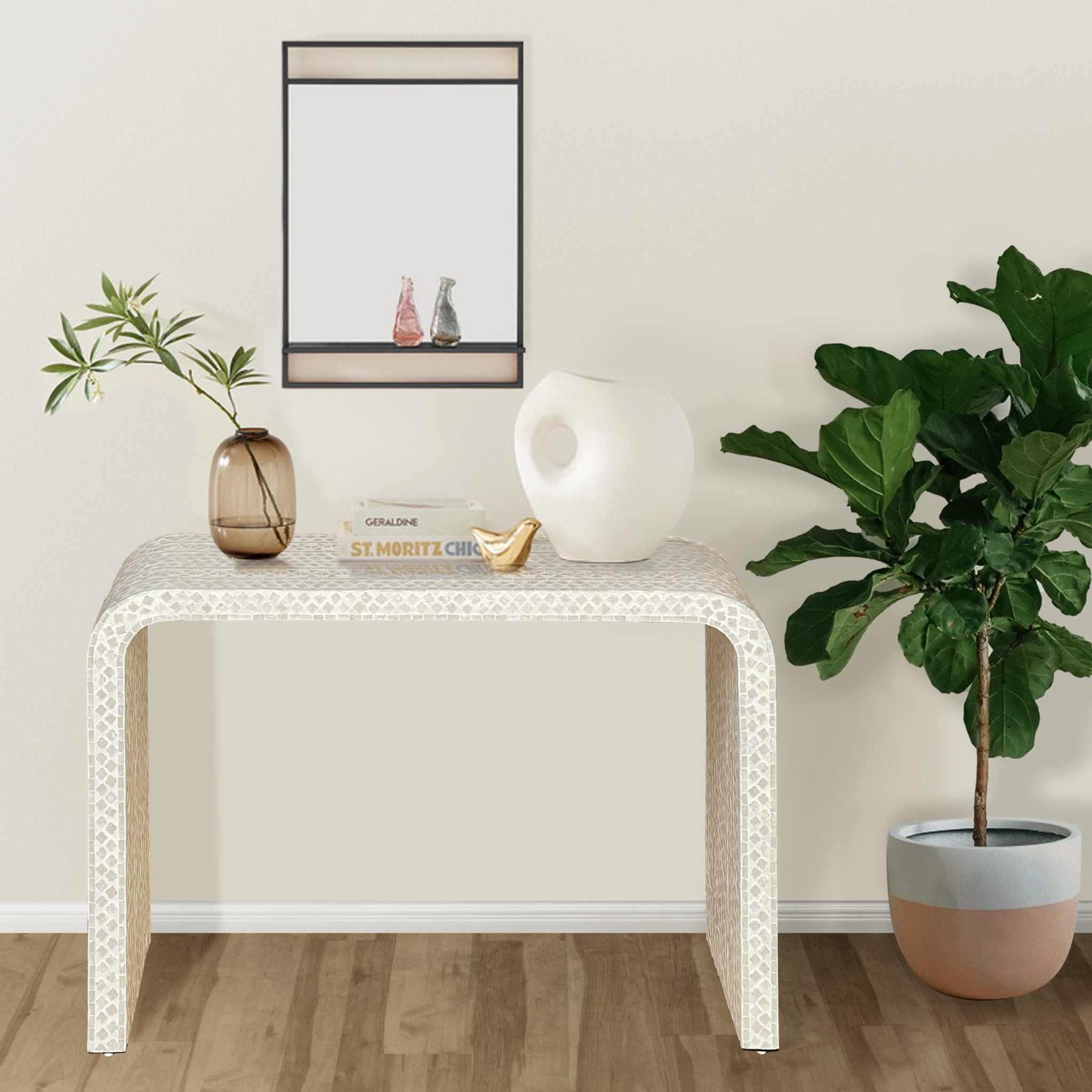 Pearlescent Mother of Pearl Handmade Console Table