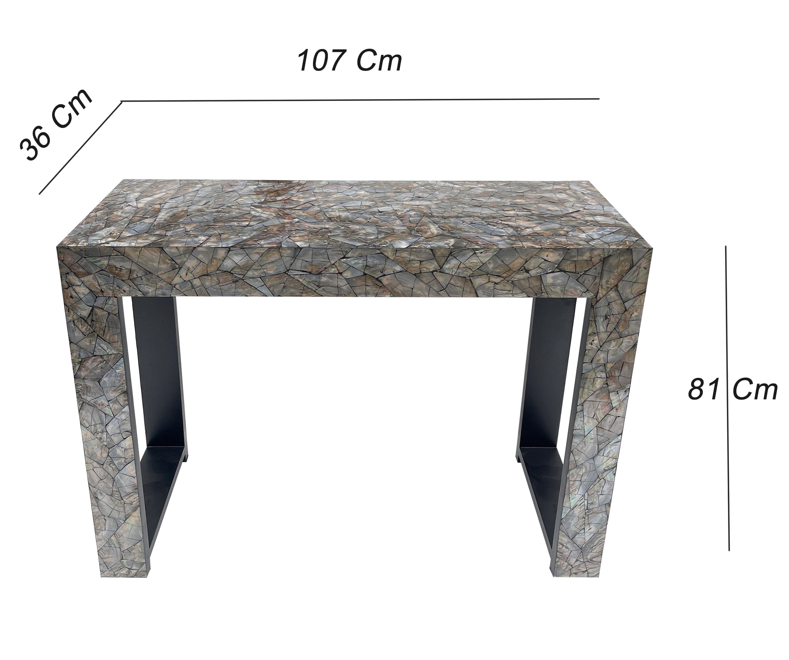 Handmade Stone Hedge Mother of Pearl Console Table with Dimensions