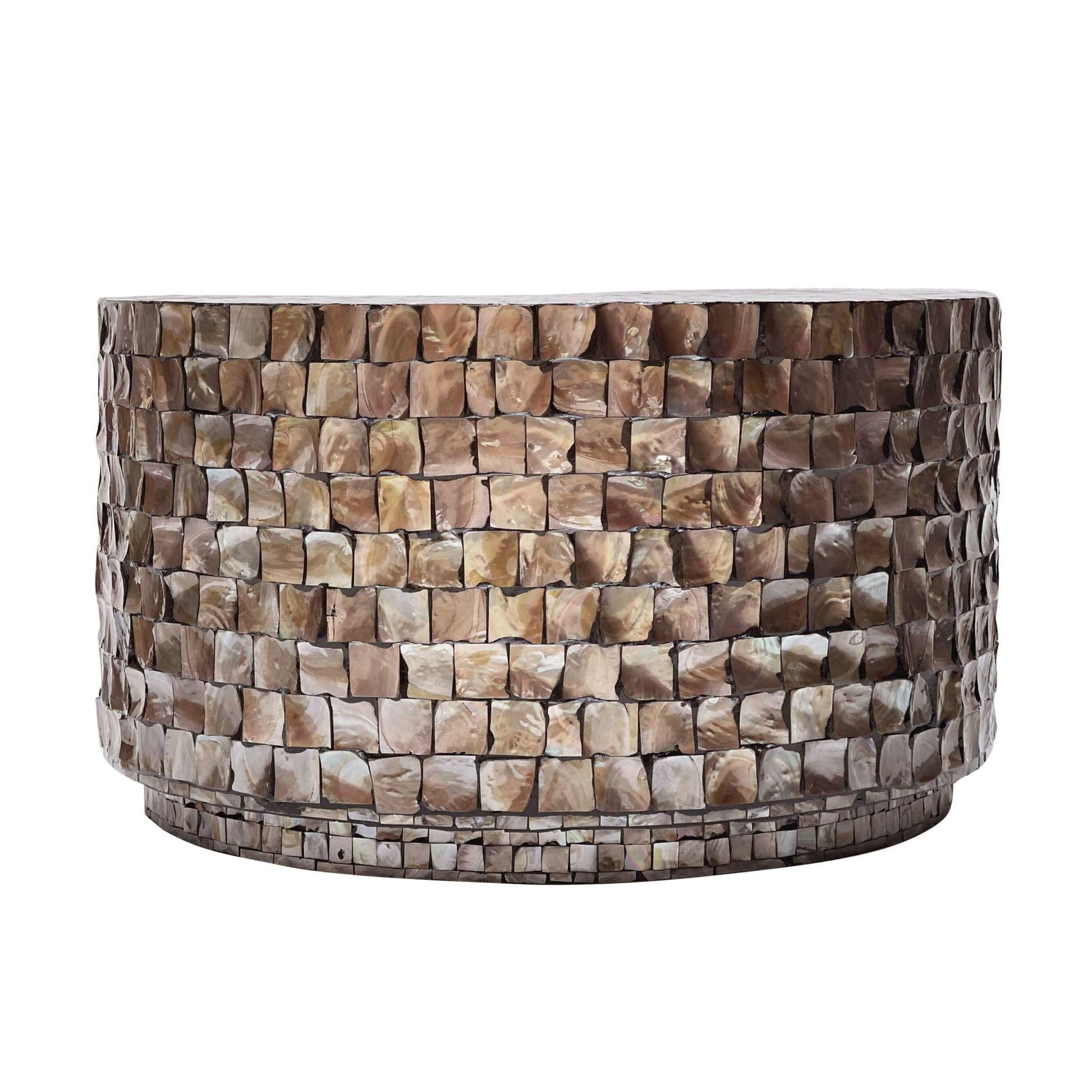 MARINER MOTHER OF PEARL hand-made coffee table with intricate craftsmanship and natural shell detailing.
