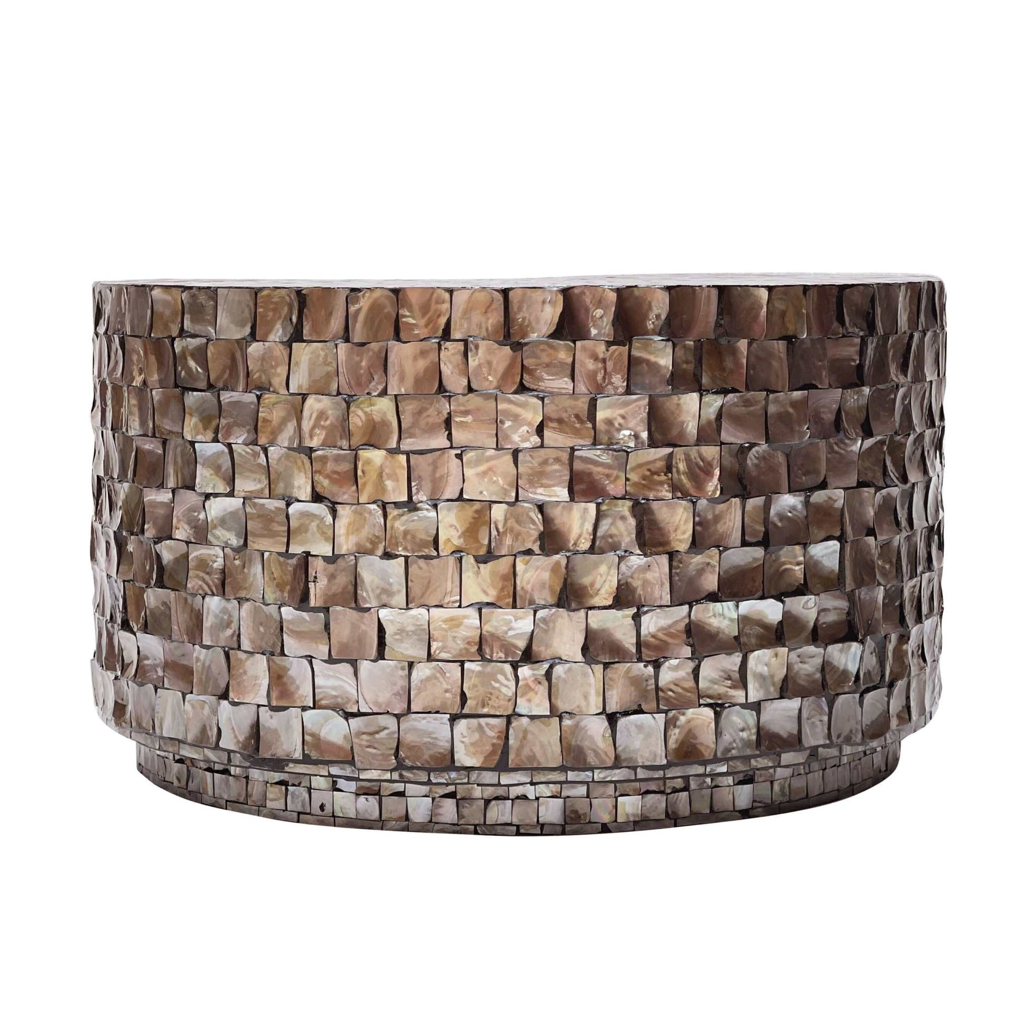 MARINER MOTHER OF PEARL hand-made coffee table with intricate craftsmanship and natural shell detailing.