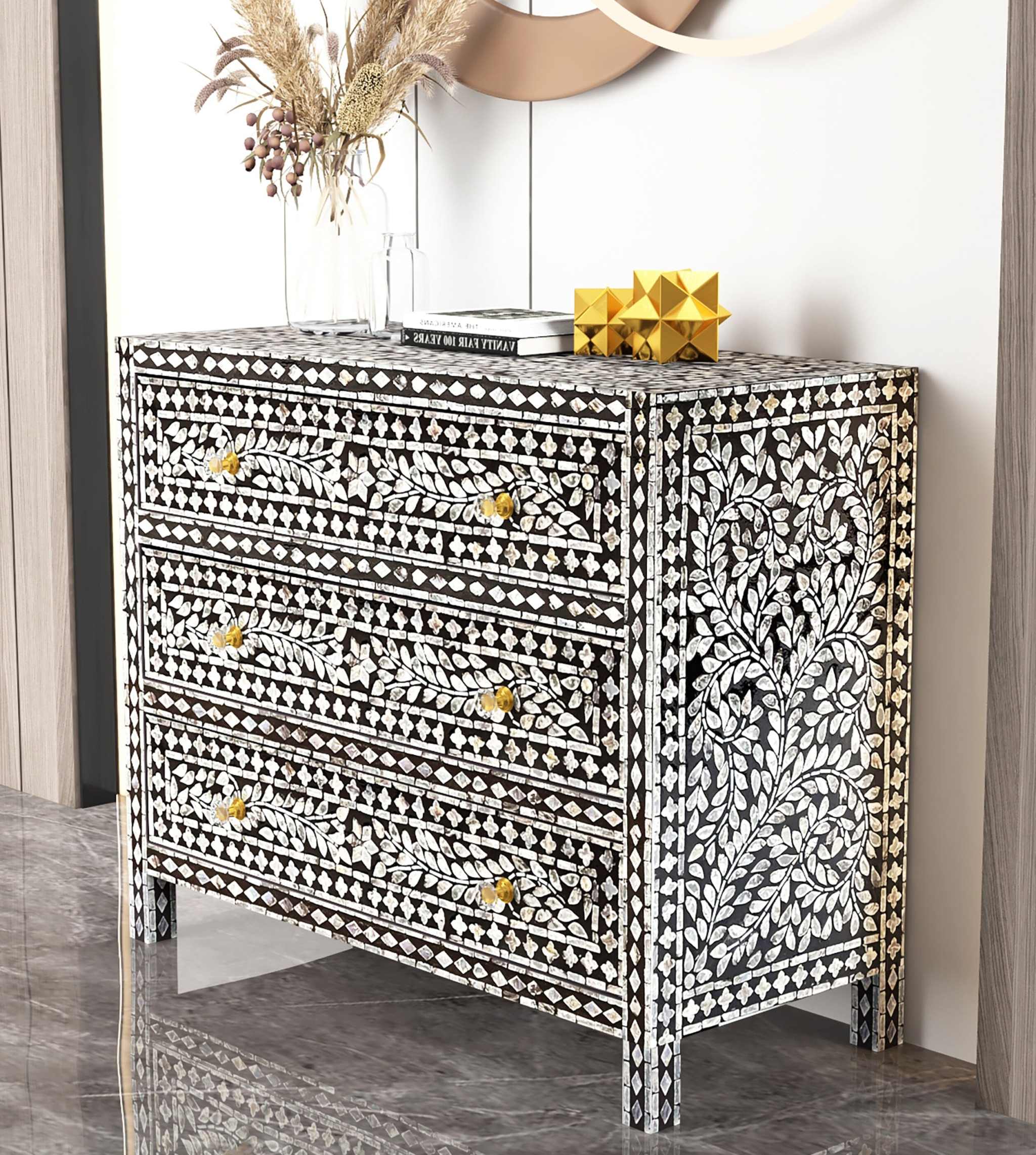 Mother of Peral Handcrafted Chest of Drawers