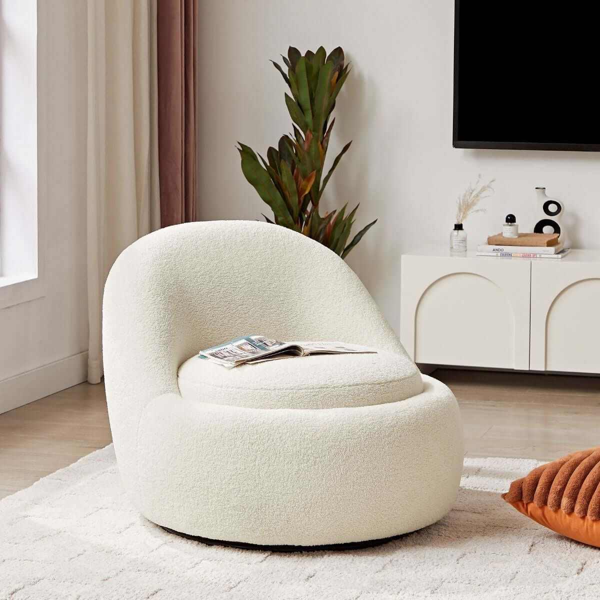 boucle swivel chair