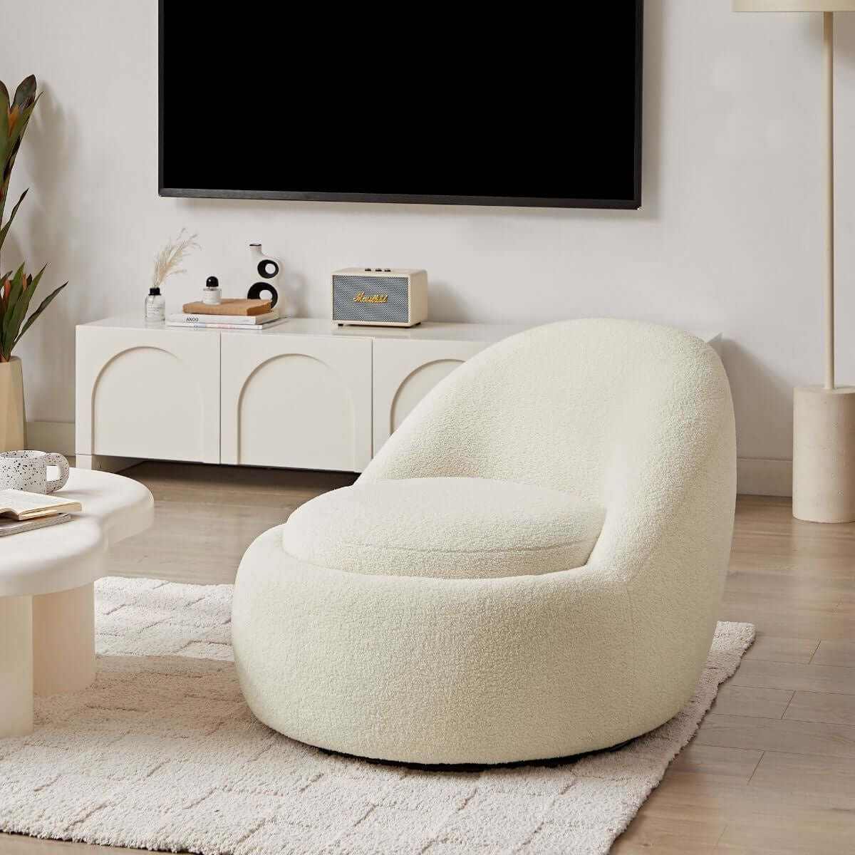 boucle swivel chair