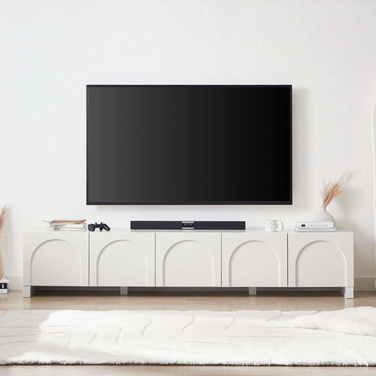 Dome White TV Cabinet Entertainment Center - 225cm