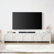 Dome White TV Cabinet Entertainment Center - 225cm