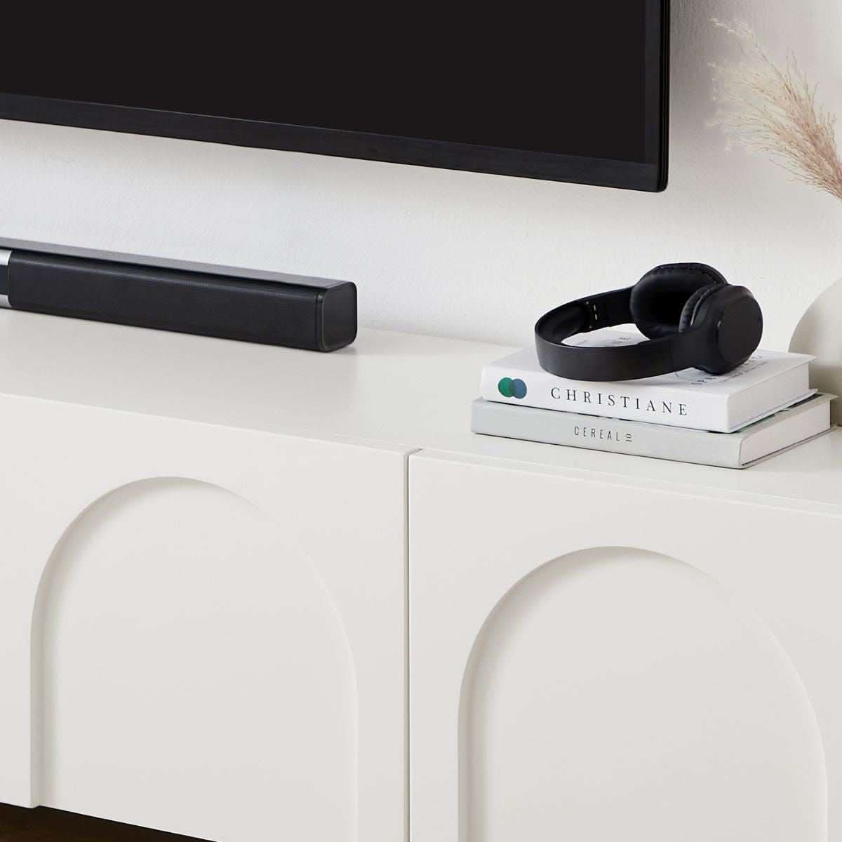 Dome White TV Cabinet Entertainment Center - 225cm