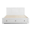 white wooden storage bed double