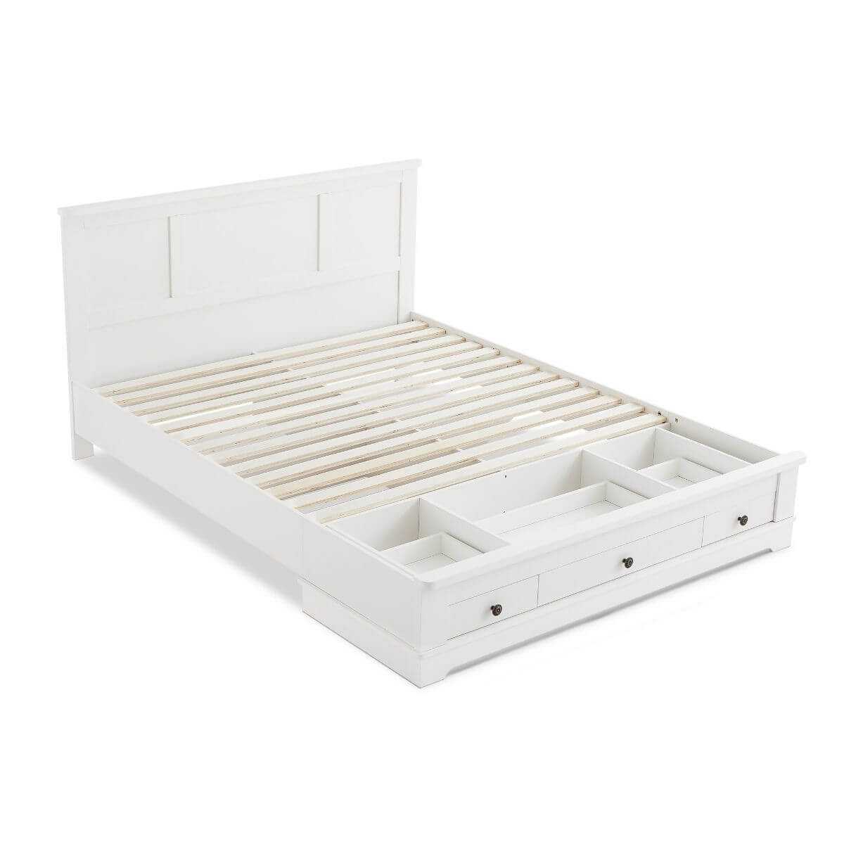 White king bed with drawer