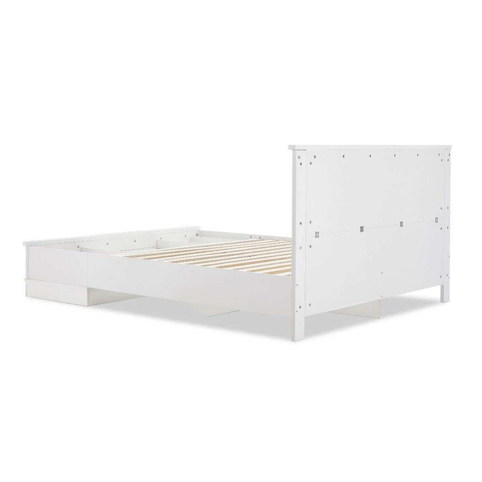 White king bed with drawer